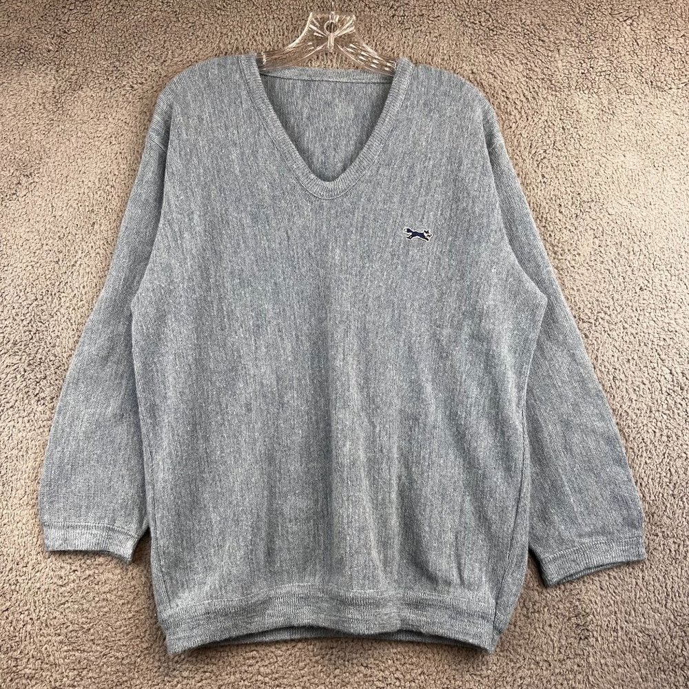 Vintage 70s The Fox Collection Blue V neck sweater size L